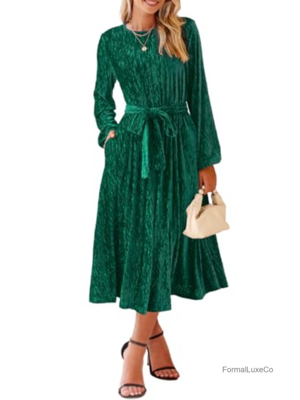 Velvet Long Sleeve High Waist A-Line Mini Dress Semi Formal Wedding Guest